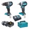 MAKITA SET ELETTROUTENSILI 18V TRAPANO AVVITATORE CON PERCUSSIONE + AVVITATORE + BATTERIE